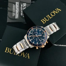 Bulova Marine Star Series C 98B301 Chronograph Blue Dial Quartz Men's Watch 45MM