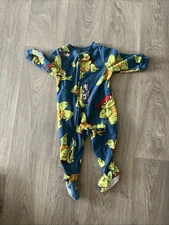 Teenage Mutant Ninja Turtle One Piece Footed Skid Free Pajamas 12 Mos. TMNT