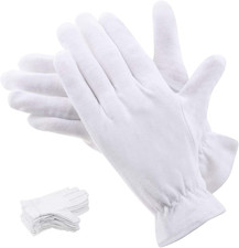 100 Percent Cotton Gloves for Dry Hands Eczema, 10 Pairs White Cotton Gloves fo