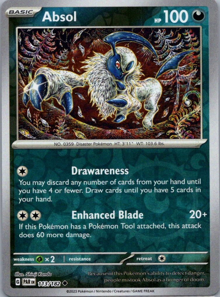 Pokemon TCG Absol 113/182 Paradox Rift Rev Holo NM
