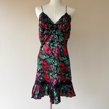 Vintage Victoria's Secret Gold Label Floral Satin Pleated Slip Dress