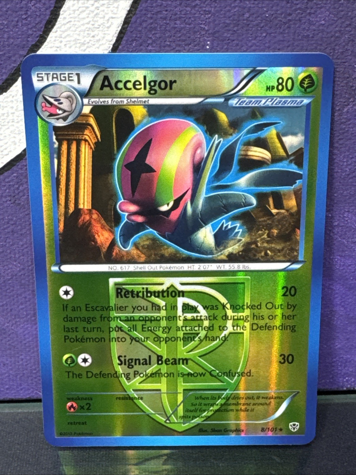 Accelgor 8/101 Reverse Holo Rare Pokemon Plasma Blast Lightly played