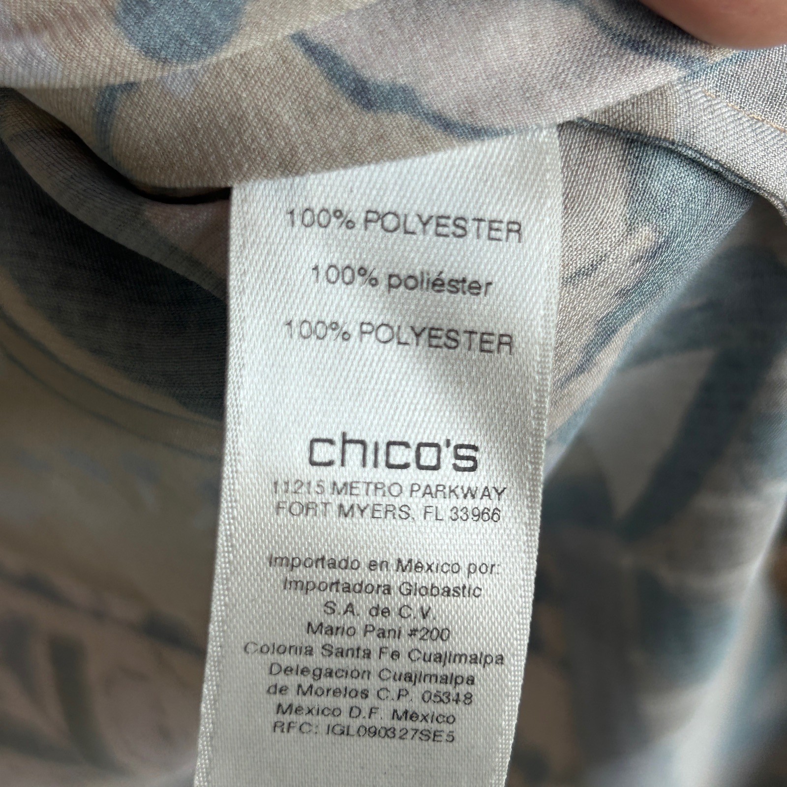 Chico's Blouse Tribal Patchwork Split Neck Silky … - image 3