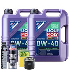 Motoröl 0W40 LIQUI MOLY Synthoil Energy 10L +MANN Ölfilter +Spülung +Cera Tec