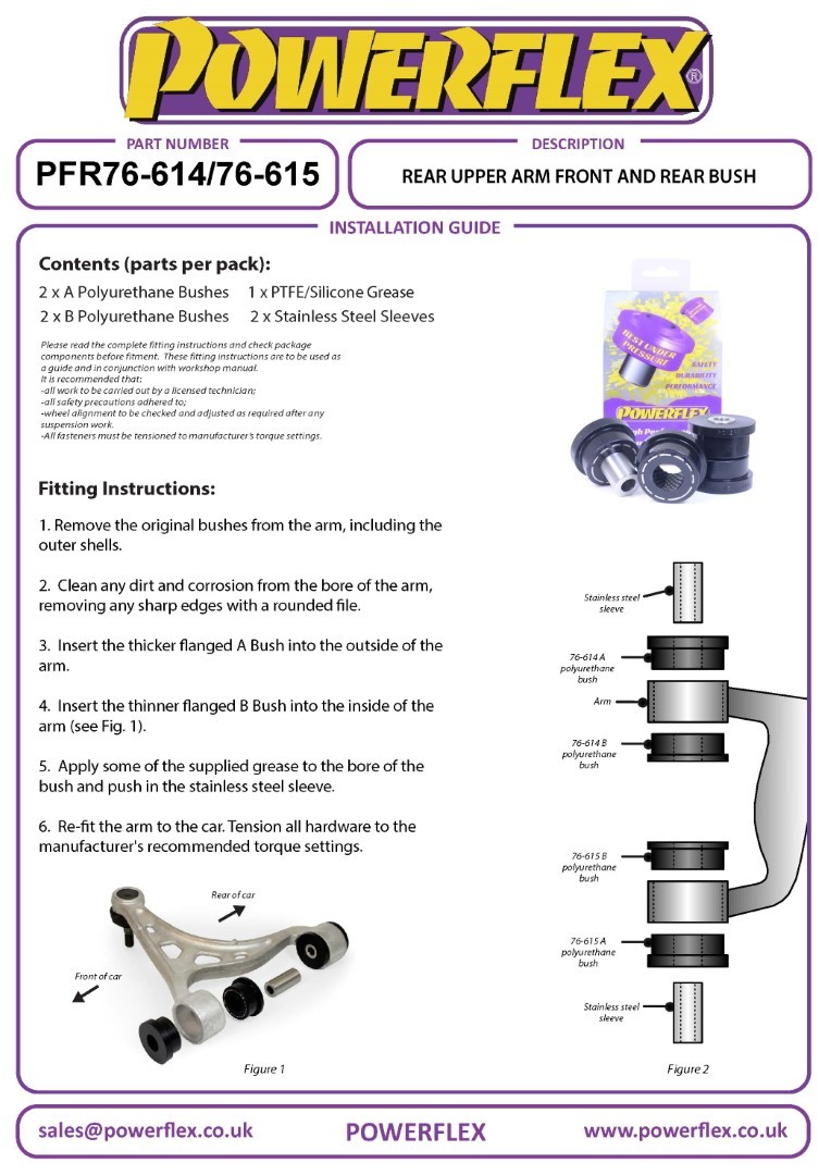 PFR76-615BLK Powerflex Black Rear Upper Arm Rear Bushes
