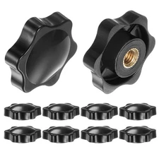 10pcs Star Knobs M6 Thread 38mm Head Non-Through Hole Clamping Handles Black