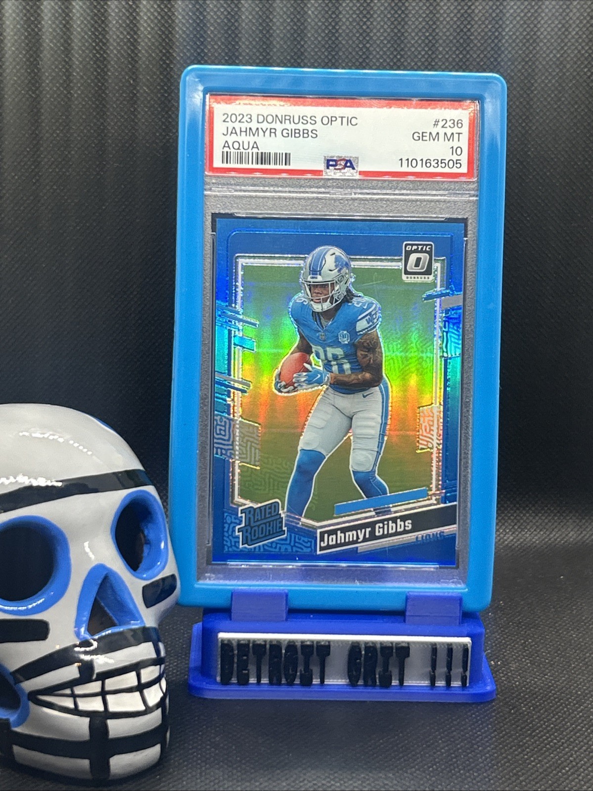 2023 Panini Optic - Rated Rookie Jahmyr Gibbs #236 Aqua  /299 (RC) PSA 10