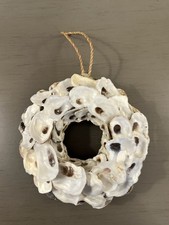 Oyster Shell Mini Wreath Handmade Sea Shell Ornament Holiday Christmas Coastal