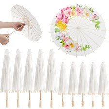 10 Pack Parasol Paper Umbrellas, 12" 16" DIY Small Painting Handmade Decorati...