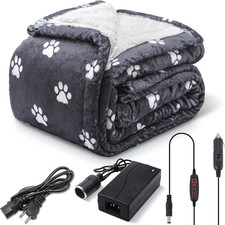 12 Volt Heated Car Blanket 59 X 51 Inch Portable Electric Blanket with 3 Heating