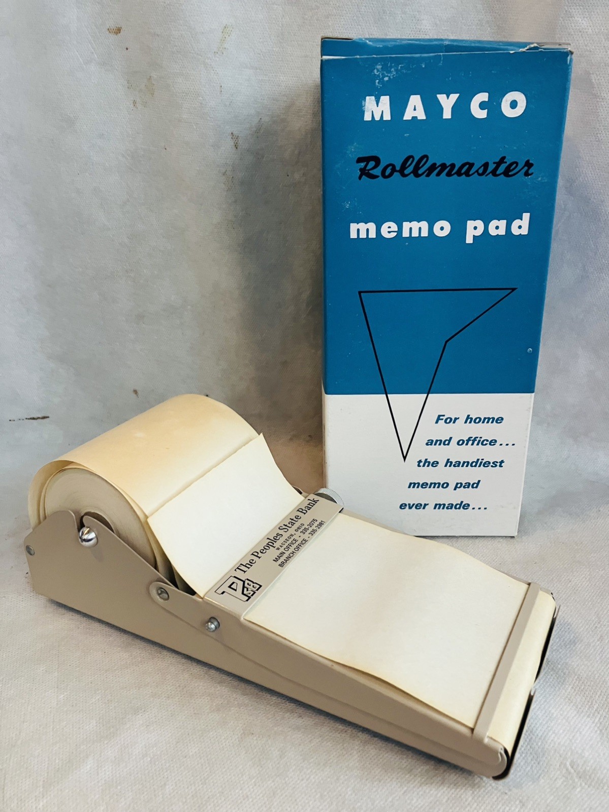 New/Box Metal Mayco Rollmaster Memo Document Holder Paper Roll Bank Advertise