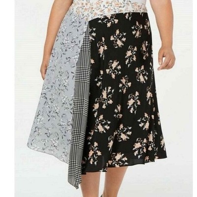 NWT Calvin Klein Asymmetric Multi Print Midi Skirt Plus Size 20W