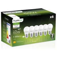 6X Led-GlüHbirne E27 Kugel P45 8W = 60W 880Lm 4000K Neutralweiß 180° Lumiled