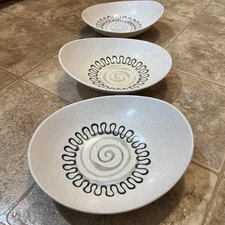 3 Vintage MCM Metlox Poppytrail Aztec 9.25" Oval vegetable serving bowl
