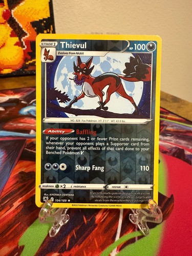 Pokemon Thievul 104/189 Reverse Holo Rare TCG 2022 Astral Radiance Card