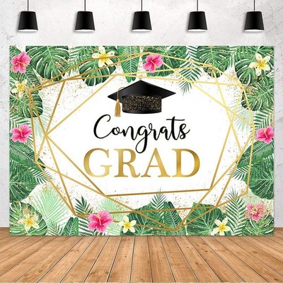 7x5ft Graduation Backdrop Hawaiian Luau Class of 2026 Graduation Decorations 