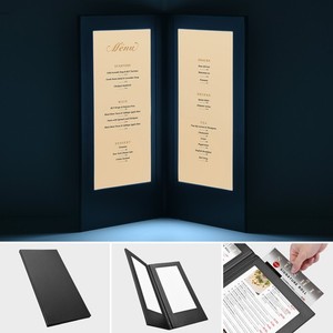 WeChef LED Back Lit Light Menu Holder Cover Folding Double Panel Fits 5"x11"