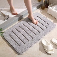 Tapis de Bain Gris Clair Tapis Salle de Bain Moelleux Microfibre - 40x60cm
