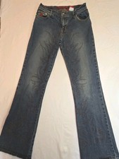 Rare Vintage Y2K Bongo Embroidered Flare Jeans - Low Rise Tribal Flame - Size 5