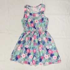 Tommy Bahama Summer Floral Sleeveless Dress Cut Out GIRLS 5-6 Years Blue Sea
