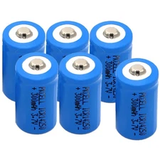 6pcs Size 1/2AA 14250 3.7V 300mAh Rechargeable Li-ion Battery Button top