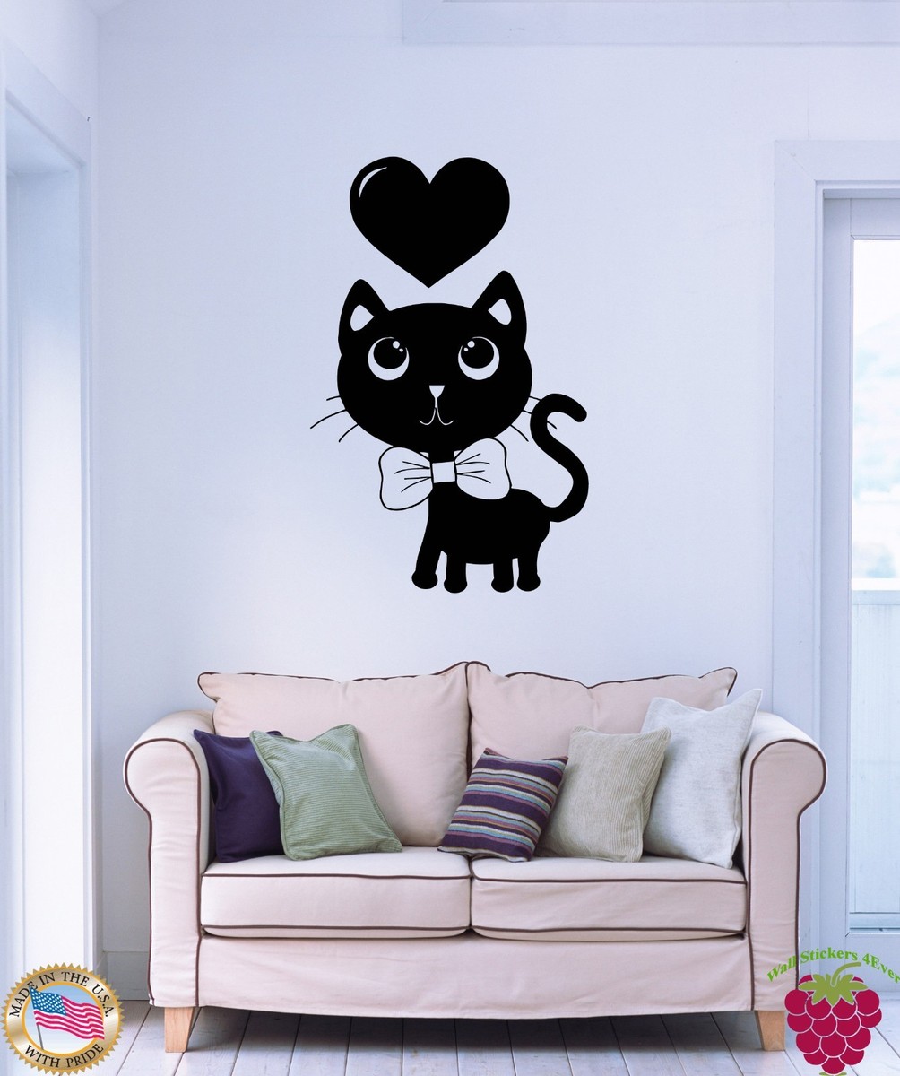 Wall Stickers Vinyl Decal Cat Kitty Pet And Heart Coolest Decor