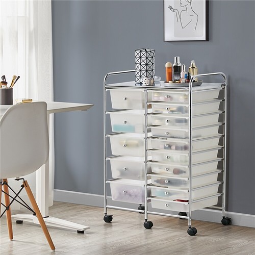 15 Drawers Storage Cart Mobile Rolling Utility Cart Bin Home Office Organizer - Picture 16 of 18