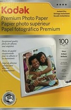 Kodak Premium Photo Paper Gloss 100 Sheets, Instant Dry, 4x6 In, 8.5 Mil New