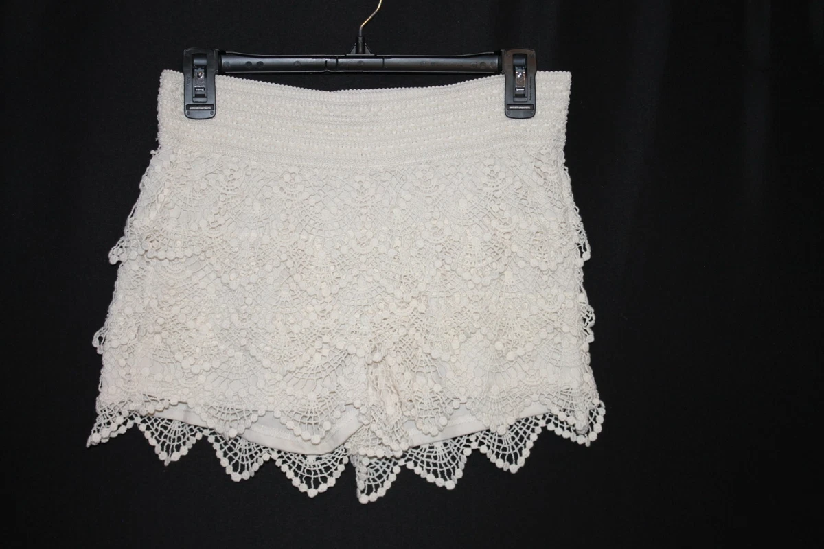 Cream top crochet shorts