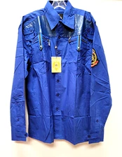 Beat And Rhythm Size 3XL Uniform Style Patch Button Up Shirt Faux Leather