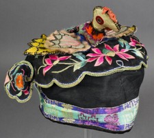c1900 Antique Chinese CHILD FESTIVAL BIRD HAT Embroidered Silk Embroidery 11