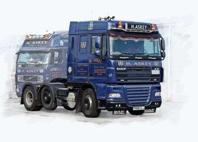 DAF Truck, H.R. Askey's, digital art A3 print