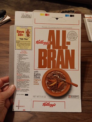 1989 Kellogg s All-Bran Cereal Box ~Empty Unused~