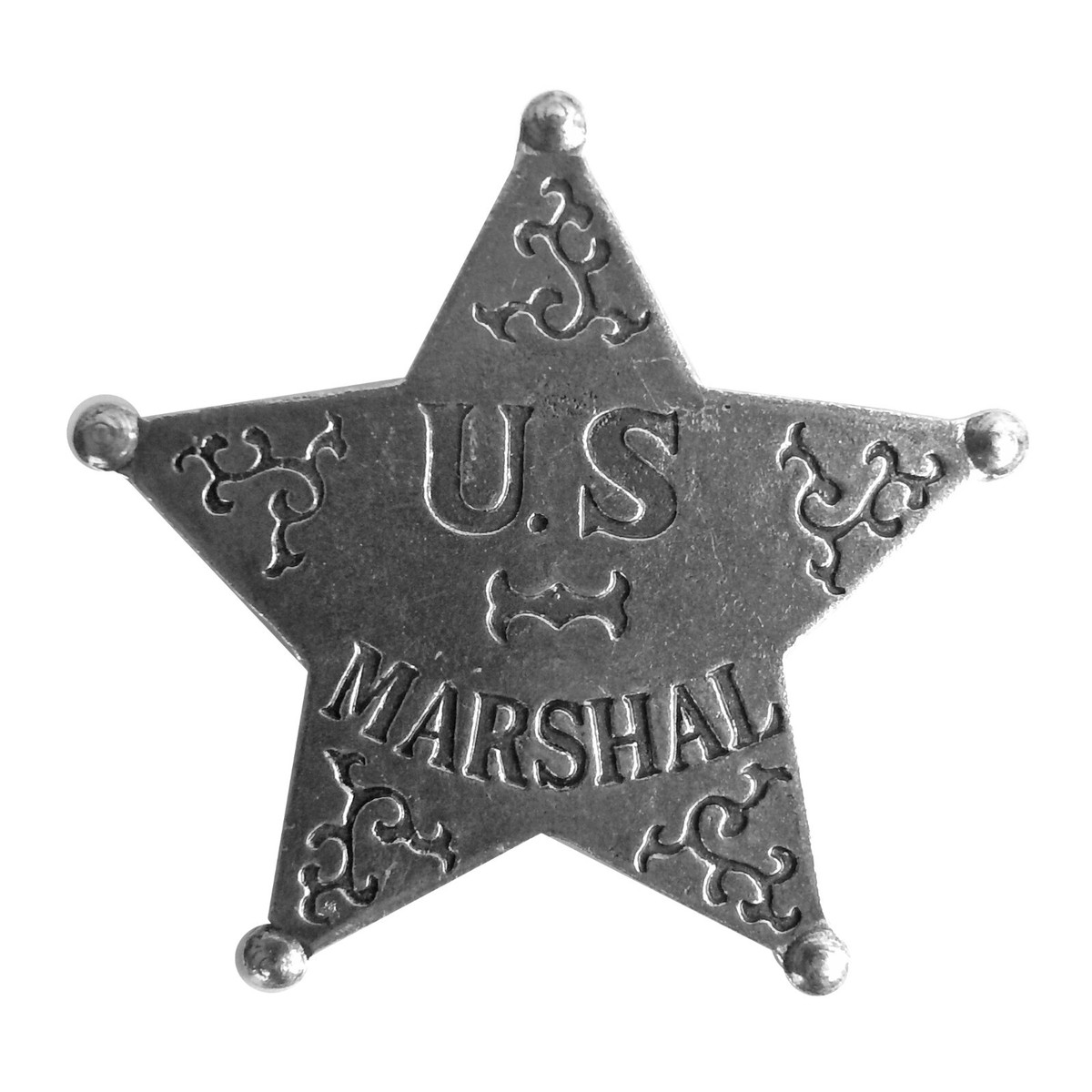 US Marshal Badge Old West Replica Antique Silver 5 Pointed Star