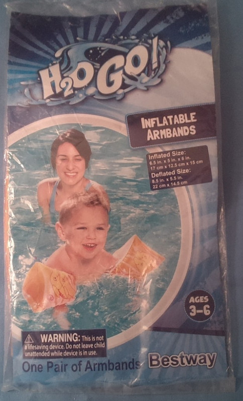 Arm Floats Inflatable Pair Armband Swim Floaties Kids age 3-6 Dolphin Orange 