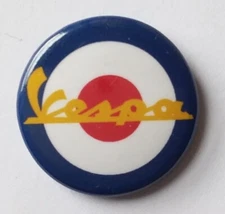MOD VESPA BUTTON BADGE Roundel Bullseye Logo Scooter Revival Pop Rock 1960s