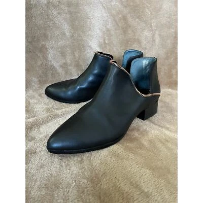 Halogen Piper Bootie Black Leather w/Copper Zipper Detail Women’s Size 7.5M - Image 1 of 4