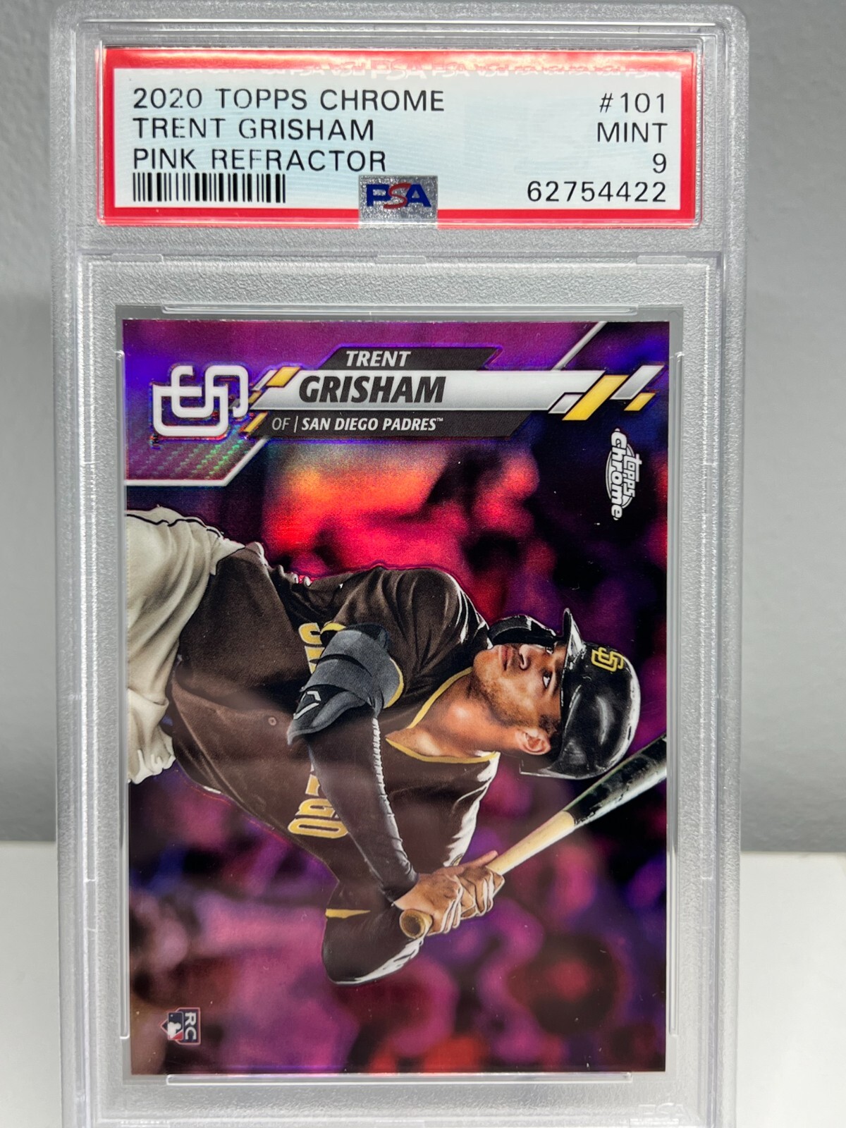 Trent Grisham 2020 Topps Chrome Pink Refractor RC #101 PSA 9 MINT