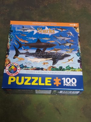 Eurographics Kids Puzzle – 100 Teile Extra Groß, Haie Motiv, Pflanzliche Farben