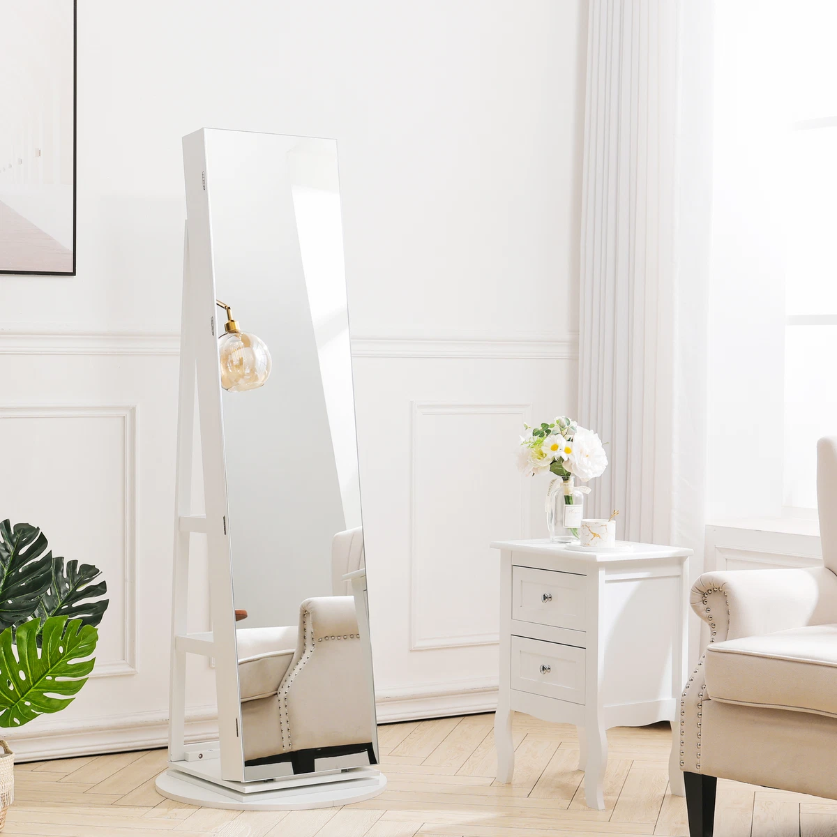 Floor mirror 2024 jewelry cabinet
