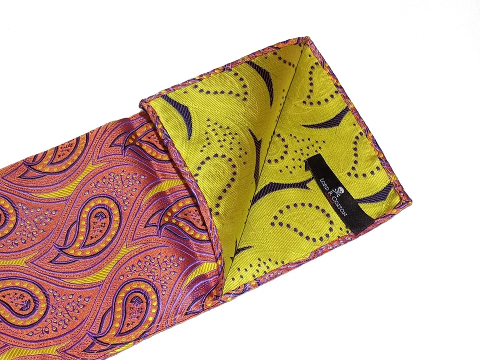 Lord R Colton Masterworks Pocket Square - Santiago Lemon Copper Silk $75 New - Image 2 of 2