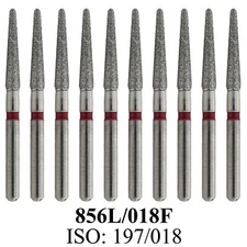 Dental Diamond Burs Round End Taper Long 856L/018F Fine FG High Speed Bur Red