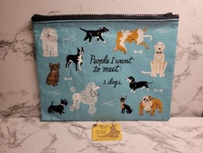 BlueQ Bags Blue Graphic Print ”People I Want to Meet: 1. Dogs Bag Pouch w/Tag