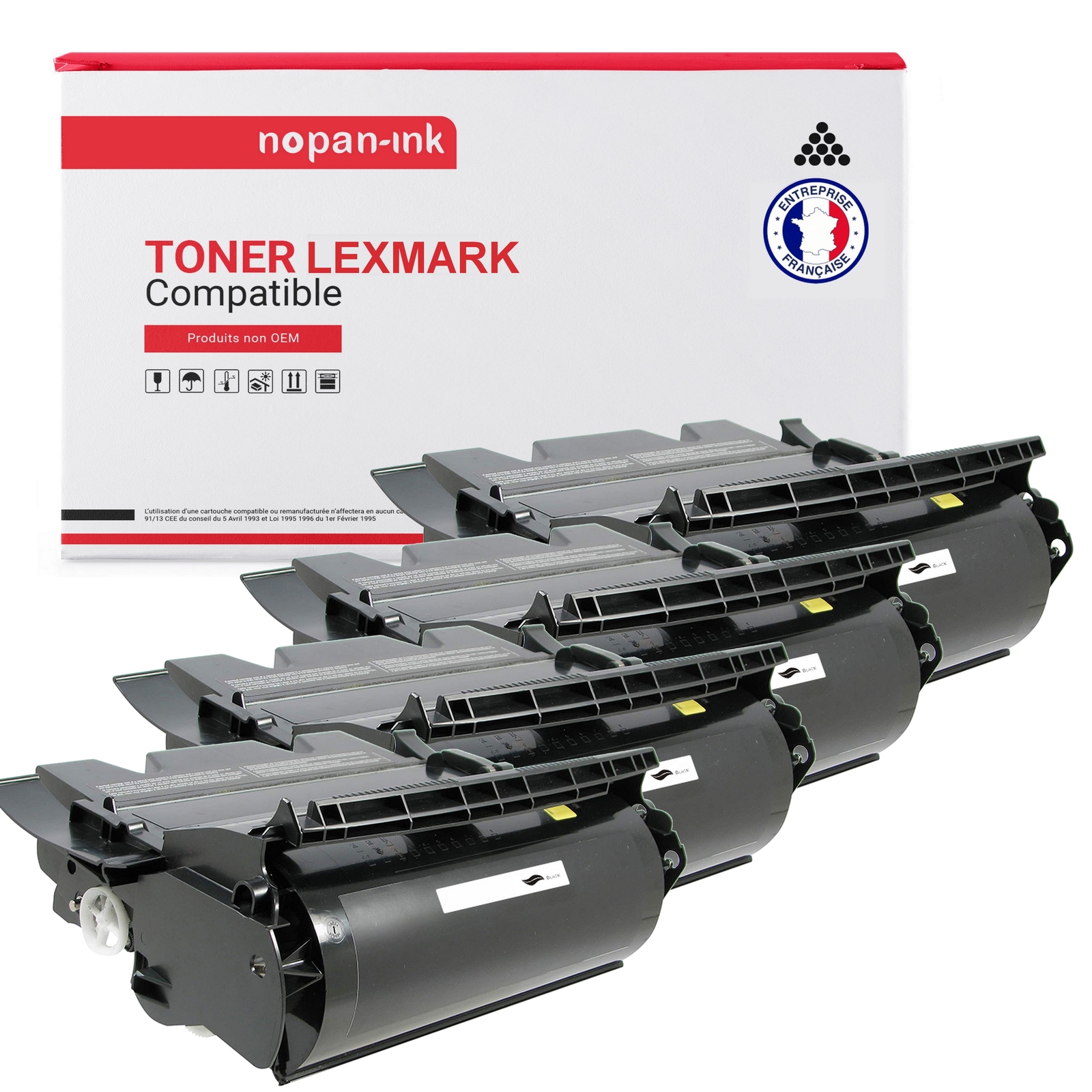 Toner Lexmark 12A7462 noir compatible 12A7362 consommable laser noir x4