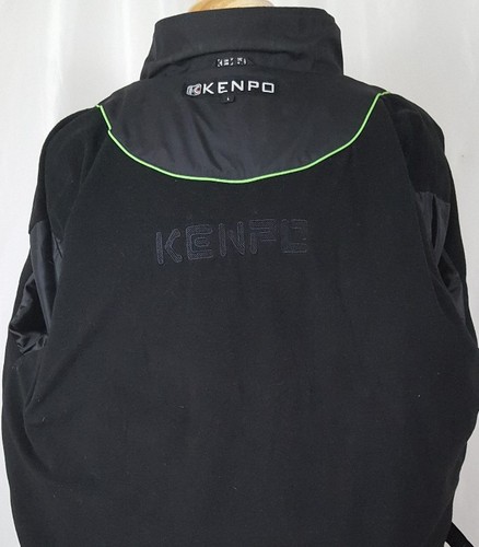 Kenpo Windbreaker Tech Jacket Large Black Neon Green Fleece Lined Outdoor Hiking - Picture 9 of 12