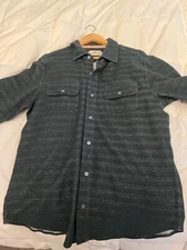 The Normal Brand  Shirt Mens M Herringbone Knit Button Up Long Sleeve Graphite