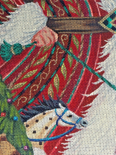 Liz Susan Roberts Handpainted Needlepoint Stocking - Sledding Santa - Picture 5 of 11