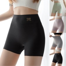 Womens Ladies Plain Boxer Shorts High Waist Seamless Stretch Underwear Plain