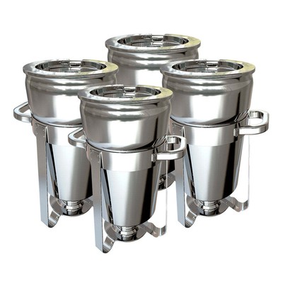 NNEAGS 4X 7L Round Stainless Steel Soup Warmer Marmite Chafer Full Size Catering