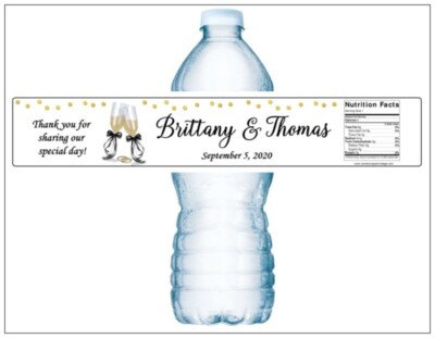 21 BRIDAL ENGAGEMENT WEDDING CHAMPAGNE GLASSES Water Bottle Labels Personalized